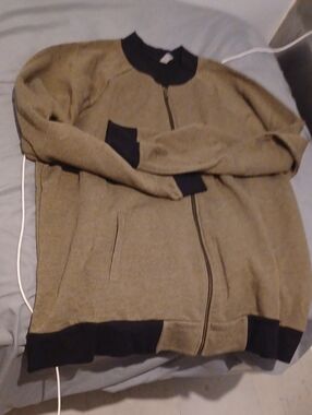 Next Level Apparel Olive Zip-Up Cardigan with Black Accents